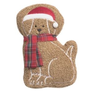Brooks Brothers Holiday Dog Faux Fur Sherpa Throw Pillow